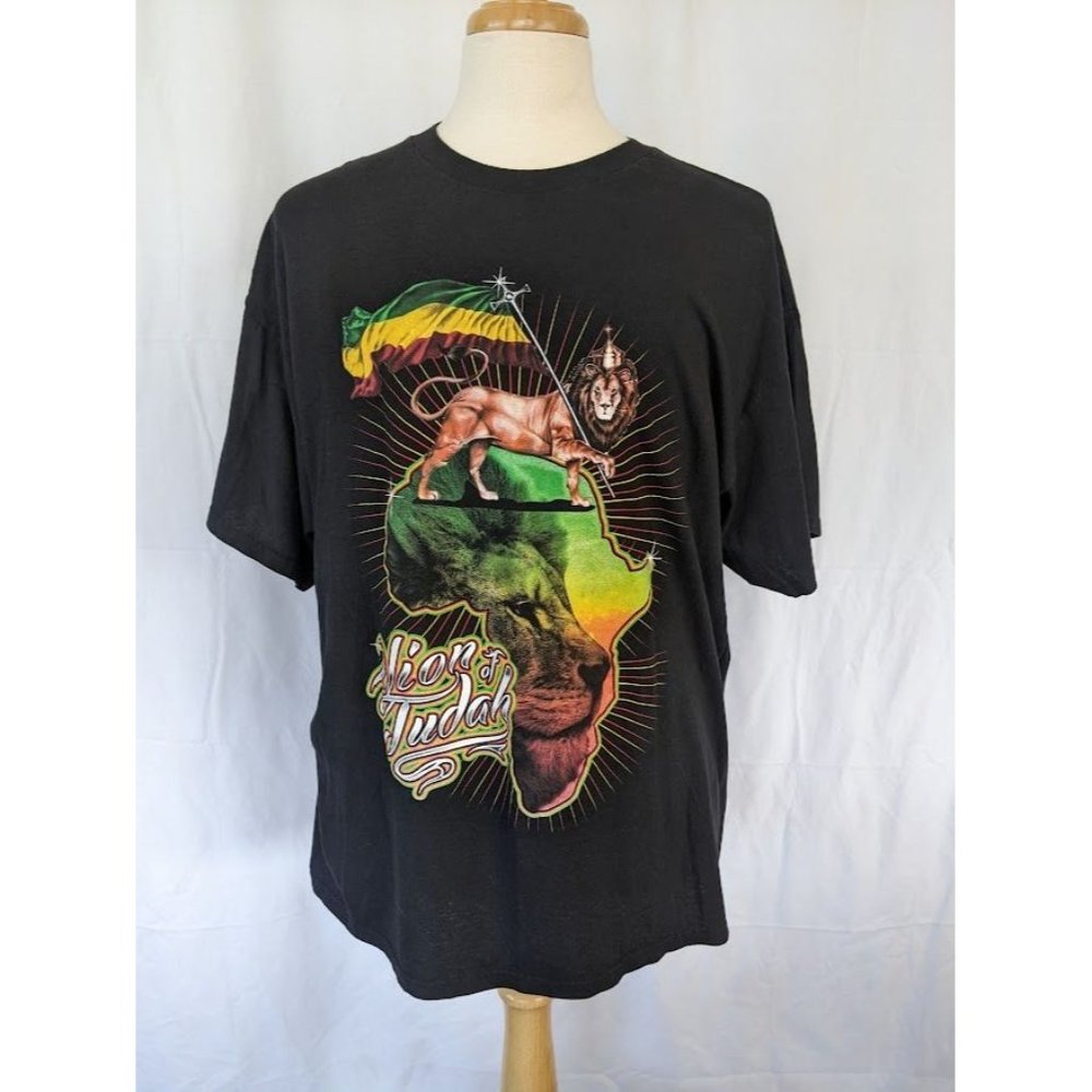 Men's Rastafari Lion Of Judah T Shirt Size 2XL Jamaica Rasta Expansion Africa